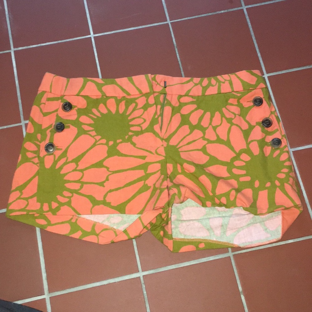 J Crew Pink and Green Print Shorts. Size 4